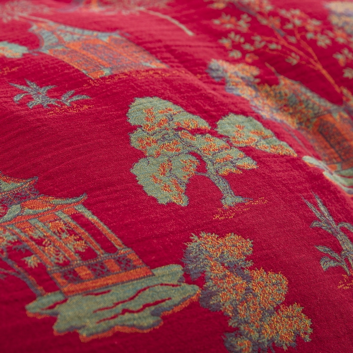 91家纺网 家纺一手货源 找家纺 鲁爱 2025新款全棉色织双层纱纽扣款四件套 蓝调-红