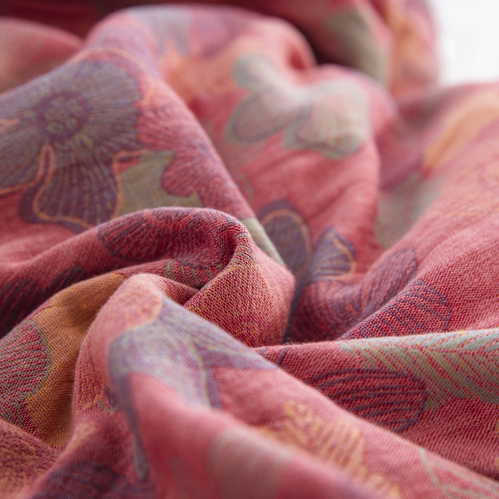 91家纺网 家纺一手货源 找家纺 鲁爱 2025新款全棉色织双层纱纽扣款四件套 花影重叠-粉