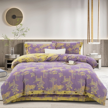 （总）鲁爱 2025新款全棉色织双层纱纽扣款四件套