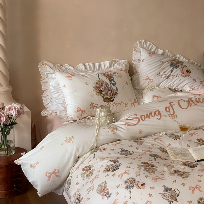 91家纺网 家纺一手货源 找家纺 爱丽丝 2024新款纯棉洛丽塔四件套 摇篮曲