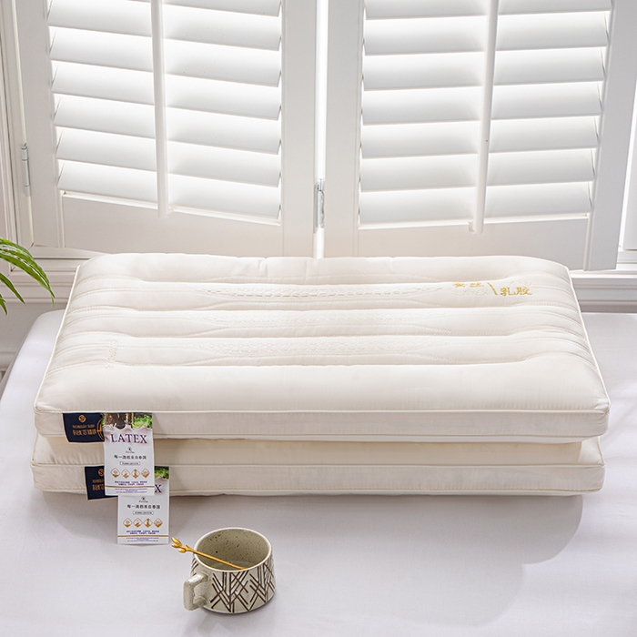 91家纺网 家纺一手货源 找家纺 佳尚枕芯 2024新款蚕丝乳胶功能低枕枕头枕芯 蚕丝乳胶低枕-米黄