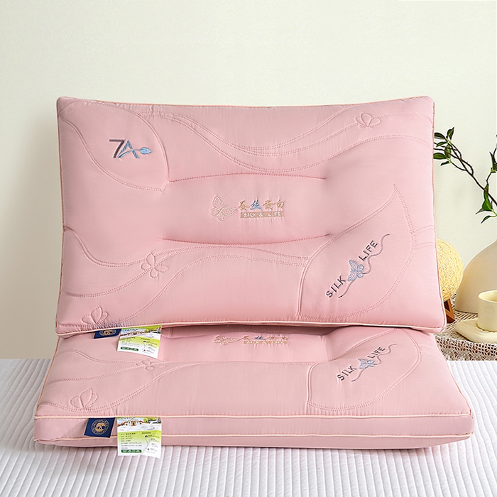 91家纺网 家纺一手货源 找家纺 佳尚枕芯 2024新款蚕丝乳胶护颈枕枕头枕芯 蚕丝乳胶枕粉色