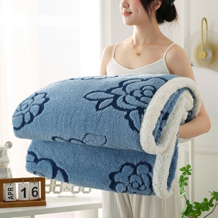 91家纺网 家纺一手货源 找家纺 （总）巴木赫 2024新款提花朵朵绒双层羊羔绒毯