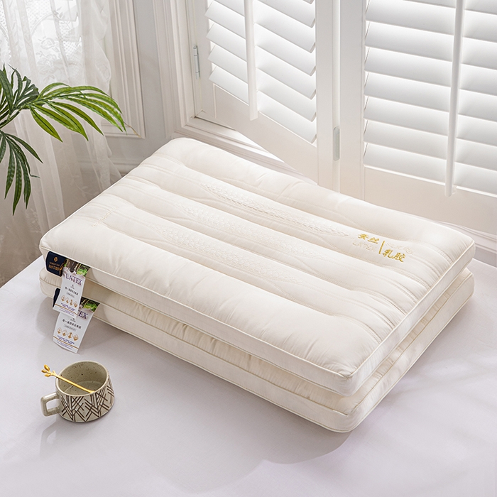 91家纺网 家纺一手货源 找家纺 佳尚枕芯 2024新款蚕丝乳胶功能低枕枕头枕芯 蚕丝乳胶低枕-米黄