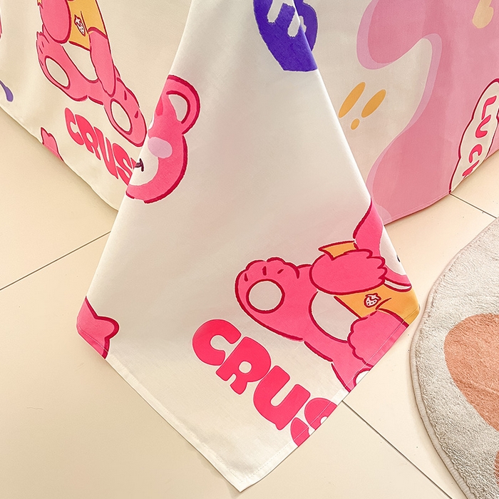 91家纺网 家纺一手货源 找家纺 绵庭家纺 2024新款全棉印花四件套 草莓熊宝