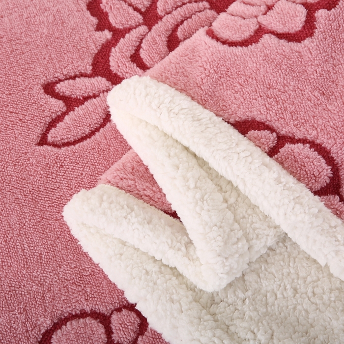 91家纺网 家纺一手货源 找家纺 巴木赫 2024新款提花朵朵绒双层羊羔绒毯 粉色