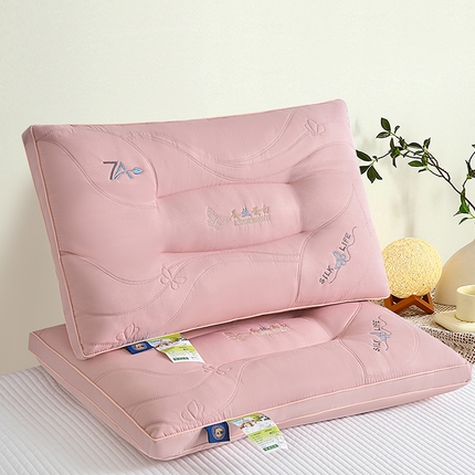 佳尚枕芯 2024新款蚕丝乳胶护颈枕枕头枕芯 蚕丝乳胶枕粉色