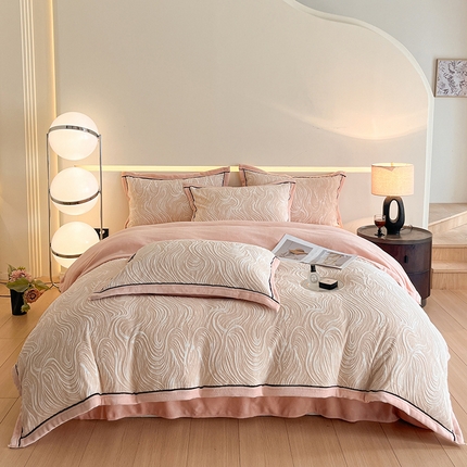 91家纺网 家纺一手货源 找家纺 （总）民新家纺 2025新款雕花牛奶绒四件套