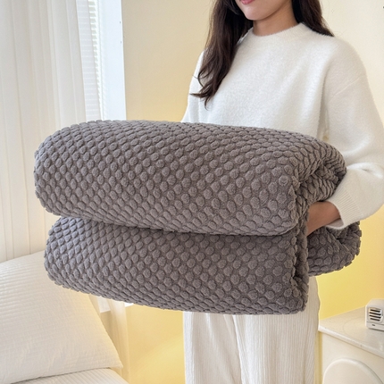 91家纺网 家纺一手货源 找家纺 （总）丹本家纺 2025新款舒棉绒法兰绒提花豆豆塔芙绒按摩感盖毯毛毯 