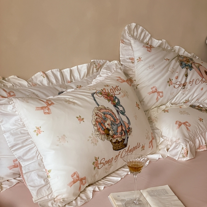 91家纺网 家纺一手货源 找家纺 爱丽丝 2024新款纯棉洛丽塔四件套 摇篮曲