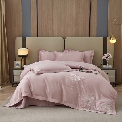 91家纺网 家纺一手货源 找家纺 （总）金纱玉纺家纺 2024新款纯色加厚绣花工艺四件套