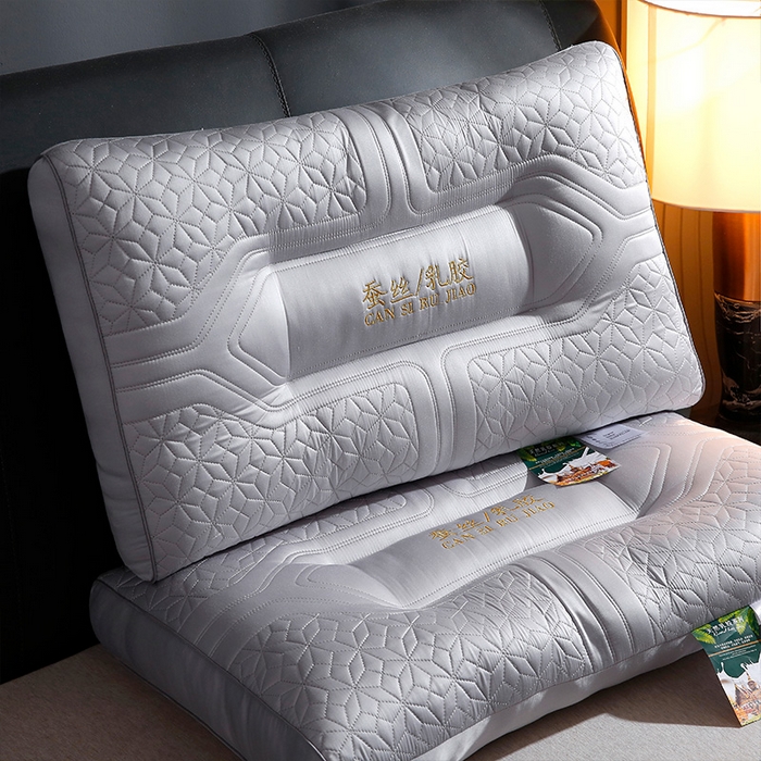 91家纺网 家纺一手货源 找家纺 佳尚枕芯 2024新款莫代尔乳胶枕芯蚕丝乳胶枕保健枕 枕头枕芯 绅士灰