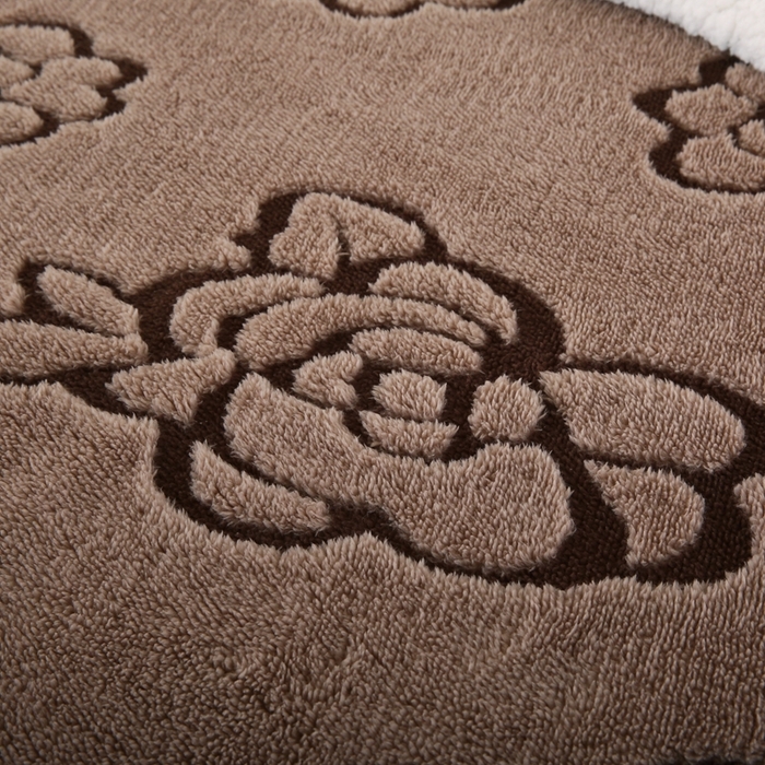 91家纺网 家纺一手货源 找家纺 巴木赫 2024新款提花朵朵绒双层羊羔绒毯 咖啡