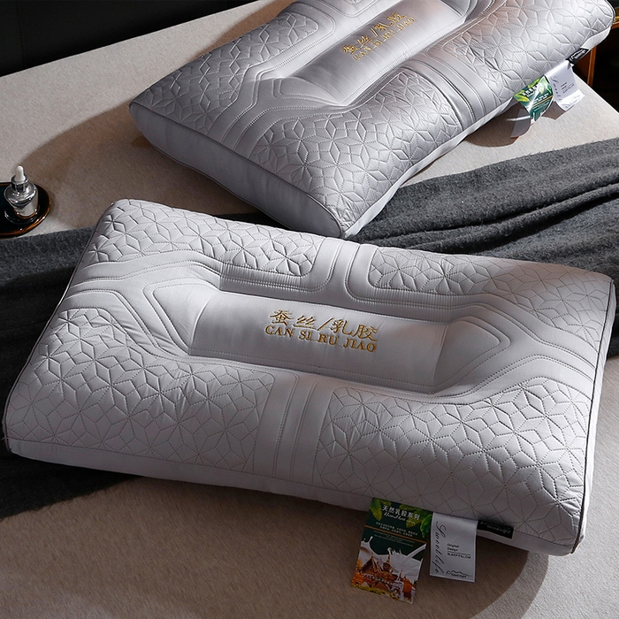 91家纺网 家纺一手货源 找家纺 佳尚枕芯 2024新款莫代尔乳胶枕芯蚕丝乳胶枕保健枕 枕头枕芯 绅士灰