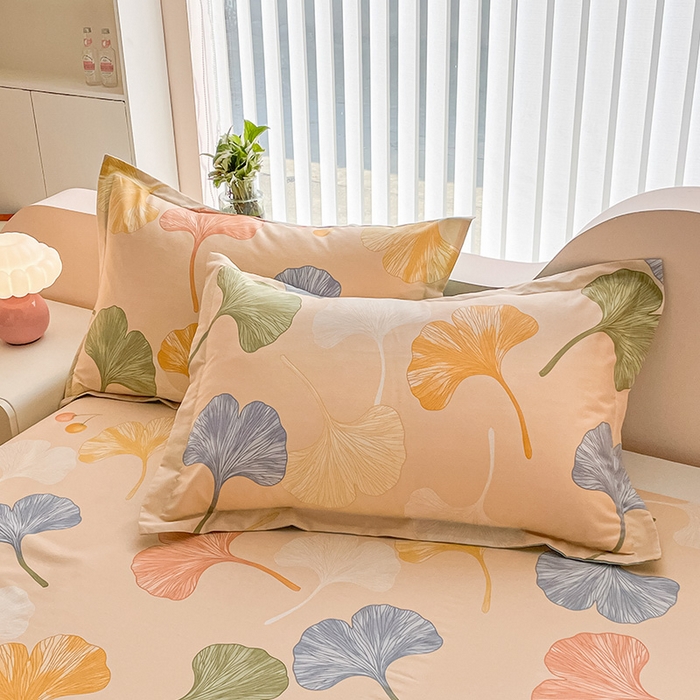 91家纺网 家纺一手货源 找家纺 绵庭家纺 2024新款全棉印花四件套 银杏果实