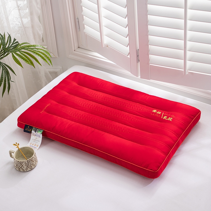 91家纺网 家纺一手货源 找家纺 佳尚枕芯 2024新款蚕丝乳胶功能低枕枕头枕芯 蚕丝乳胶低枕-大红