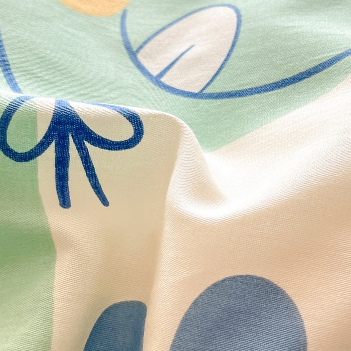 91家纺网 家纺一手货源 找家纺 绵庭家纺 2024新款全棉印花四件套 恐龙迎新会 蓝