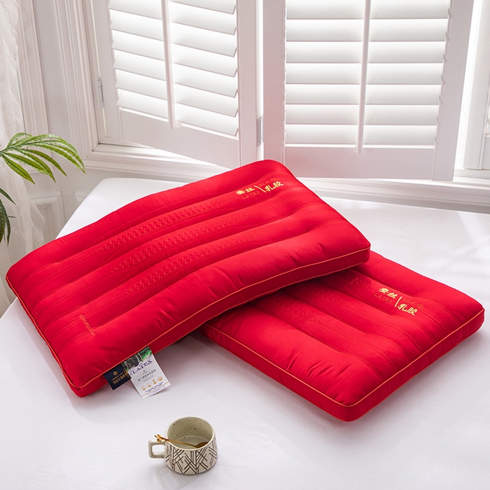 91家纺网 家纺一手货源 找家纺 佳尚枕芯 2024新款蚕丝乳胶功能低枕枕头枕芯 蚕丝乳胶低枕-大红