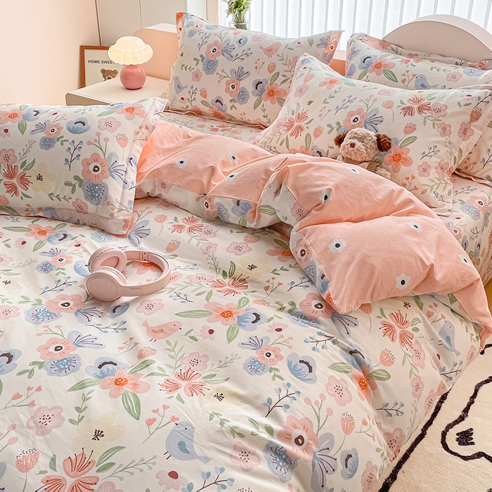 91家纺网 家纺一手货源 找家纺 绵庭家纺 2024新款全棉印花四件套 梦娜