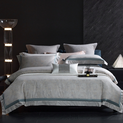 榻尚家居 2024新款贡缎匹马棉全棉色织大提花四件套 誓约 蓝