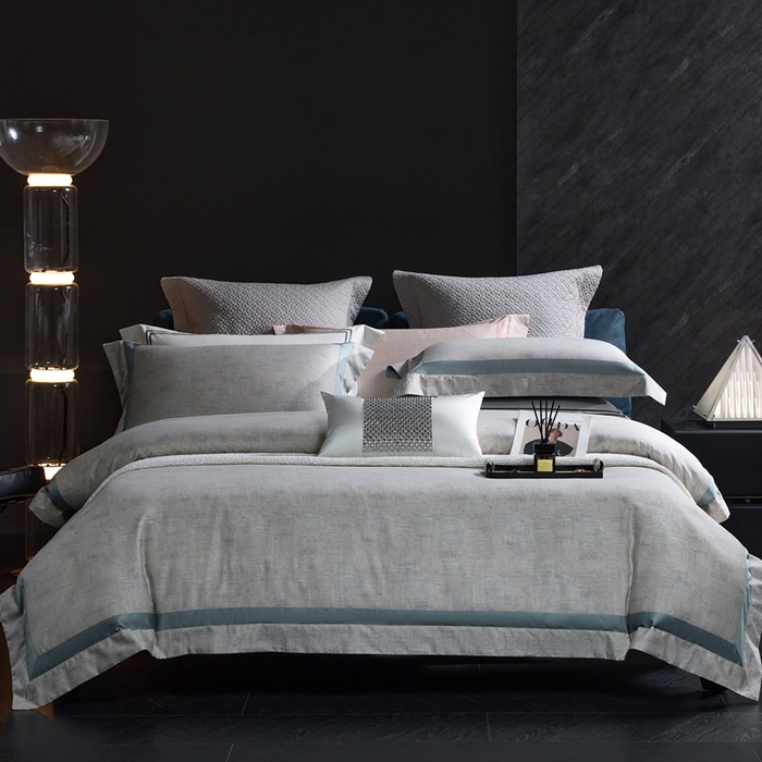 91家纺网 家纺一手货源 找家纺 榻尚家居 2024新款贡缎匹马棉全棉色织大提花四件套 誓约 蓝