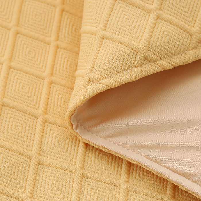 91家纺网 家纺一手货源 找家纺 琪宝阁 2024新款莫代尔针织棉美 容床罩套件-华夫格  黄色