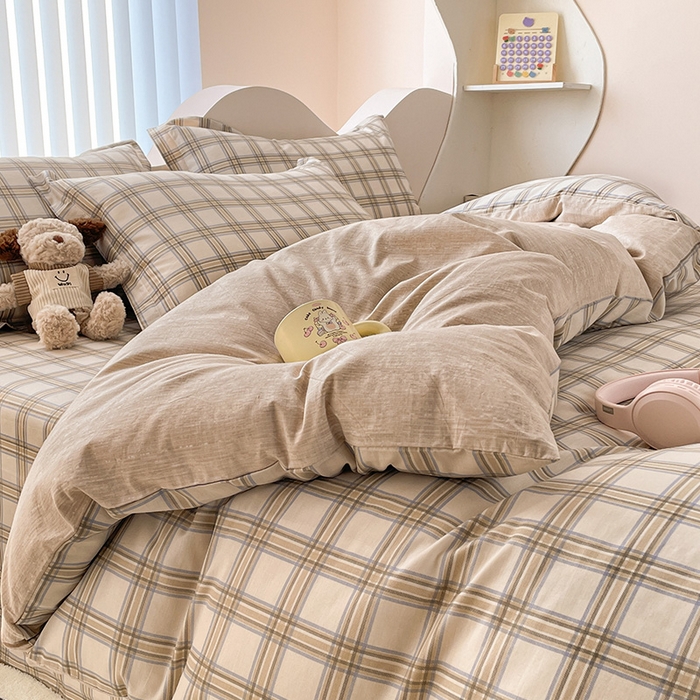 91家纺网 家纺一手货源 找家纺 绵庭家纺 2024新款全棉印花四件套 夏洛克咖