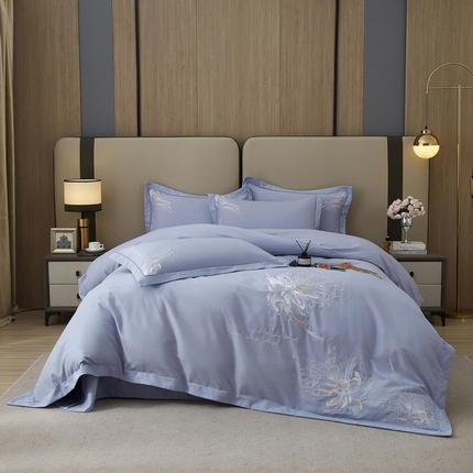 91家纺网 家纺一手货源 找家纺 （总）金纱玉纺家纺 2024新款纯色加厚绣花工艺四件套