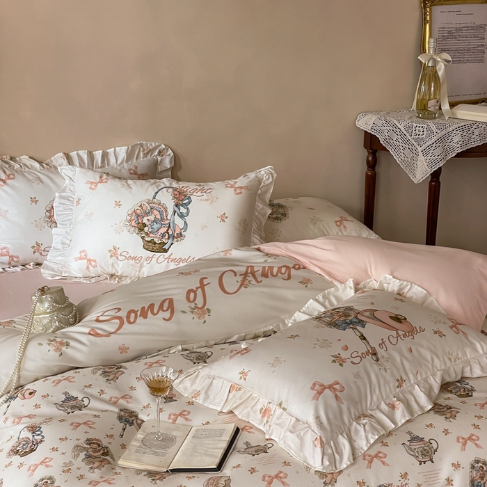 91家纺网 家纺一手货源 找家纺 爱丽丝 2024新款纯棉洛丽塔四件套 摇篮曲