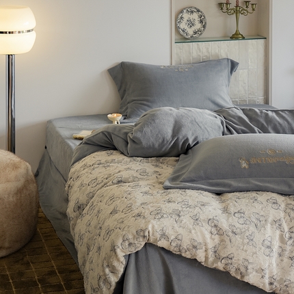 91家纺网 家纺一手货源 找家纺 （总）秀色家纺 2025新款轻奢高级感牛奶绒床上四件套提花蝴蝶流苏保暖被套秋冬季加厚