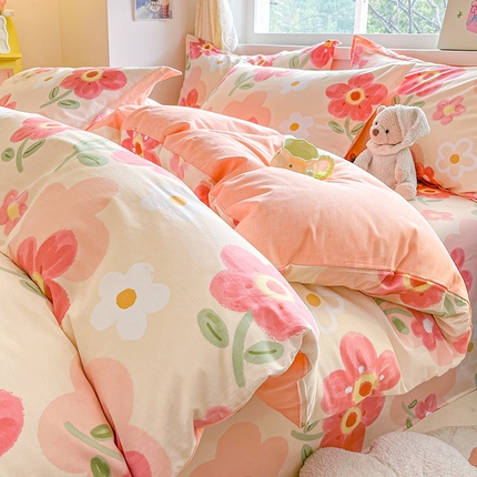 绵庭家纺 2024新款全棉印花四件套 花之梦 红