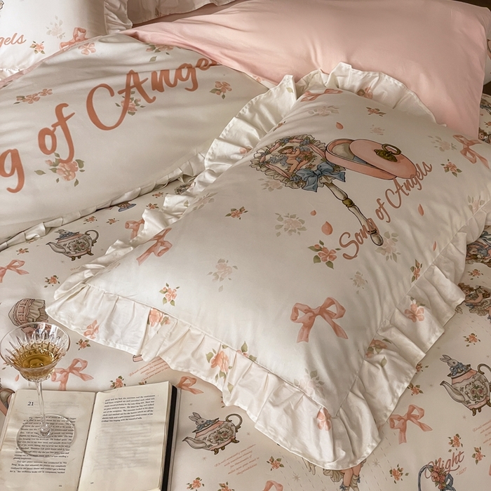 91家纺网 家纺一手货源 找家纺 爱丽丝 2024新款纯棉洛丽塔四件套 摇篮曲