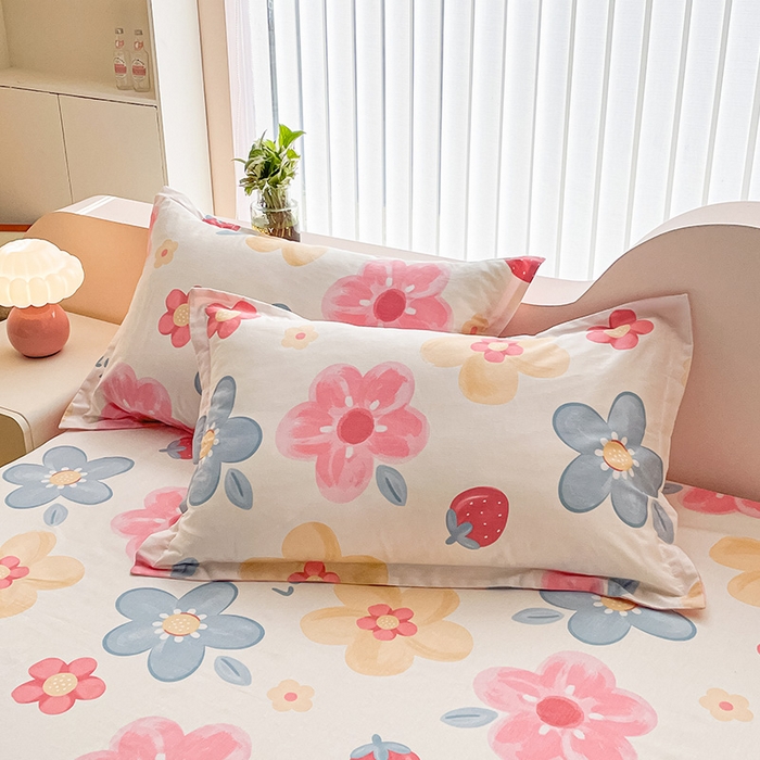 91家纺网 家纺一手货源 找家纺 绵庭家纺 2024新款全棉印花四件套 花季物语