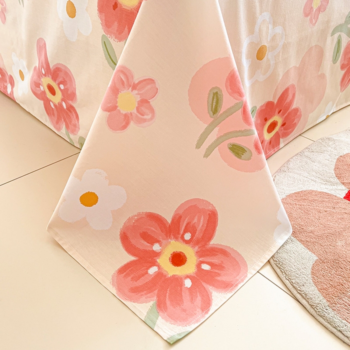 91家纺网 家纺一手货源 找家纺 绵庭家纺 2024新款全棉印花四件套 花之梦 红