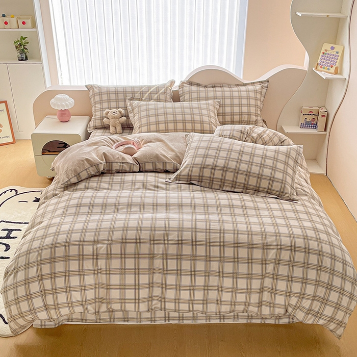 91家纺网 家纺一手货源 找家纺 绵庭家纺 2024新款全棉印花四件套 夏洛克咖