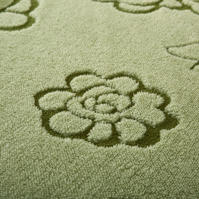91家纺网 家纺一手货源 找家纺 巴木赫 2024新款提花朵朵绒双层羊羔绒毯 茶绿