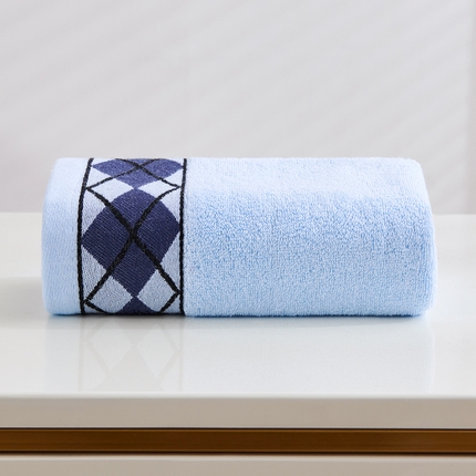 91家纺网 家纺一手货源 找家纺 悦然毛巾被 2024新款云柔亲肤全棉家用毛巾 方格轩-天蓝