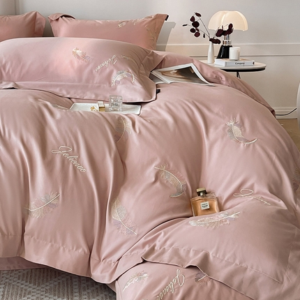 91家纺网 家纺一手货源 找家纺 （总） 秋冬季A类全工艺加厚保暖全棉磨毛四件套纯棉刺绣床单被套轻奢风床笠款纯色轻奢风床上用品   