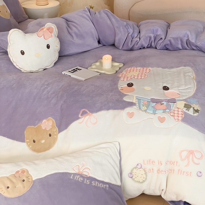 91家纺网 家纺一手货源 找家纺 （总）朗莎家纺 2024新款230g高克重贴布绣牛奶绒四件套