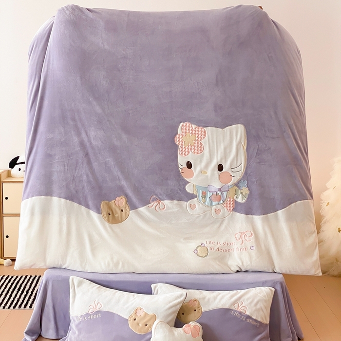 91家纺网 家纺一手货源 找家纺 （总）朗莎家纺 2024新款230g高克重贴布绣牛奶绒四件套