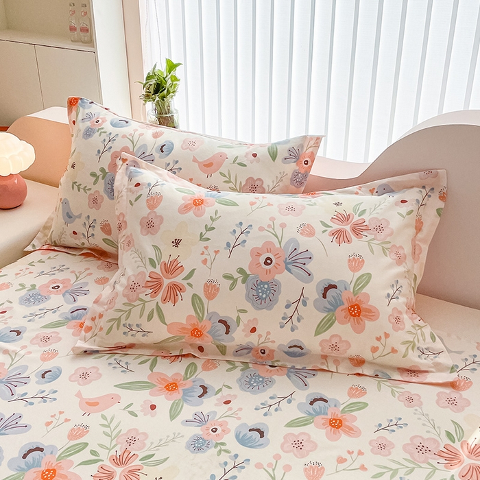 91家纺网 家纺一手货源 找家纺 绵庭家纺 2024新款全棉印花四件套 梦娜