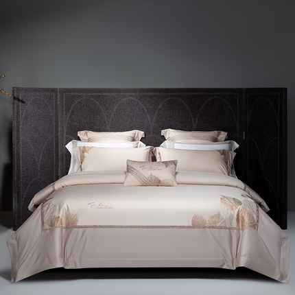 91家纺网 家纺一手货源 找家纺 （总）诗黛尔 2024秋冬新款长绒棉刺绣四件套-香榭丽系列