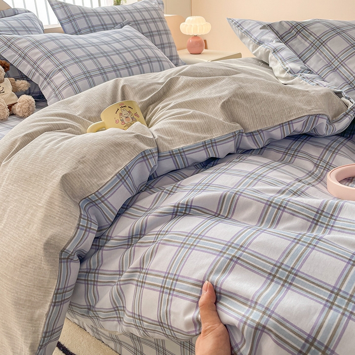 91家纺网 家纺一手货源 找家纺 绵庭家纺 2024新款全棉印花四件套 夏洛克 蓝