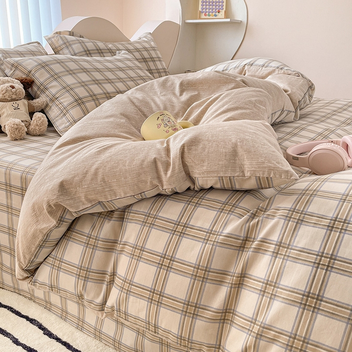 91家纺网 家纺一手货源 找家纺 绵庭家纺 2024新款全棉印花四件套 夏洛克咖