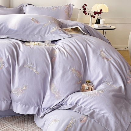 91家纺网 家纺一手货源 找家纺 （总） 秋冬季A类全工艺加厚保暖全棉磨毛四件套纯棉刺绣床单被套轻奢风床笠款纯色轻奢风床上用品   