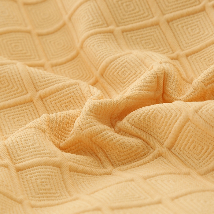 91家纺网 家纺一手货源 找家纺 琪宝阁 2024新款莫代尔针织棉美 容床罩套件-华夫格  黄色