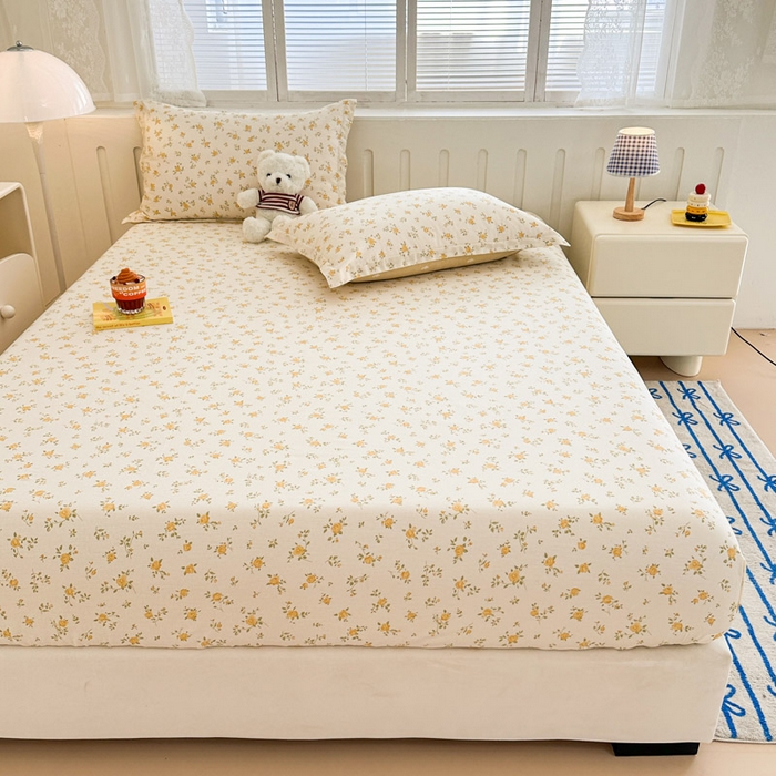 91家纺网 家纺一手货源 找家纺 绵庭家纺 2025新款全棉印花单床笠系列 故事小黄花