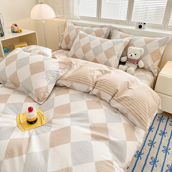 91家纺网 家纺一手货源 找家纺 绵庭家纺 2025新款全棉印花四件套系列 瑞吉斯-黄