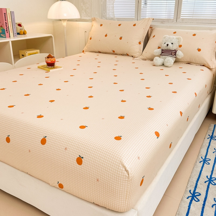 91家纺网 家纺一手货源 找家纺 绵庭家纺 2025新款全棉印花单床笠系列 甜桔