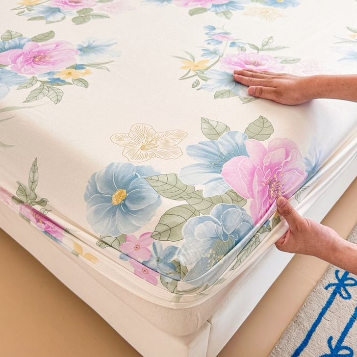 91家纺网 家纺一手货源 找家纺 绵庭家纺 2025新款全棉印花单床笠系列 明媚春晖